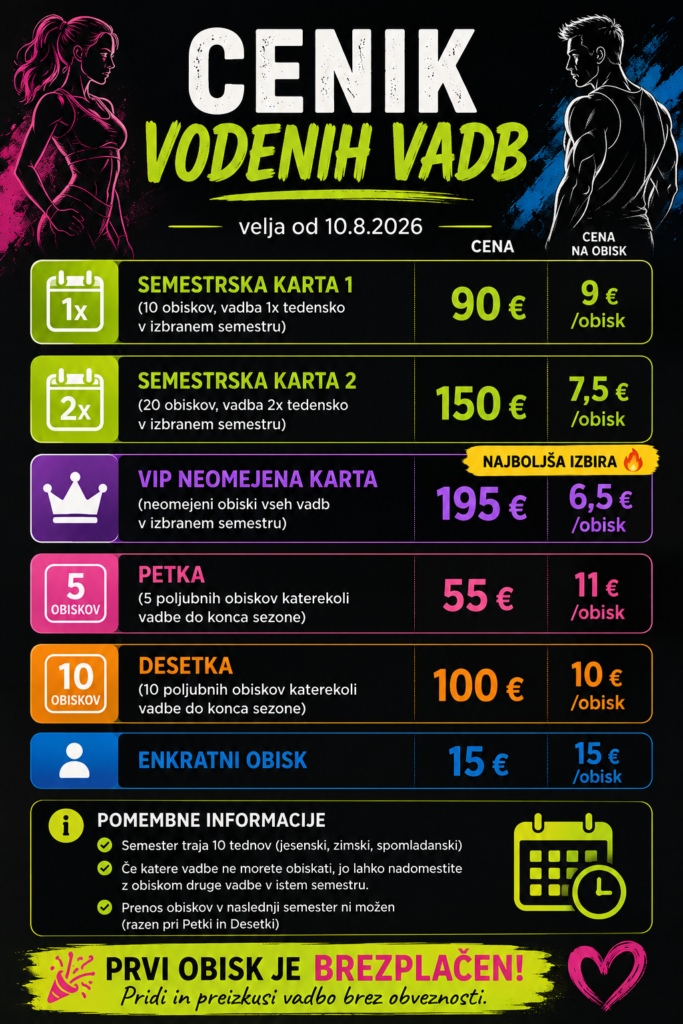cenik vodenih vadb